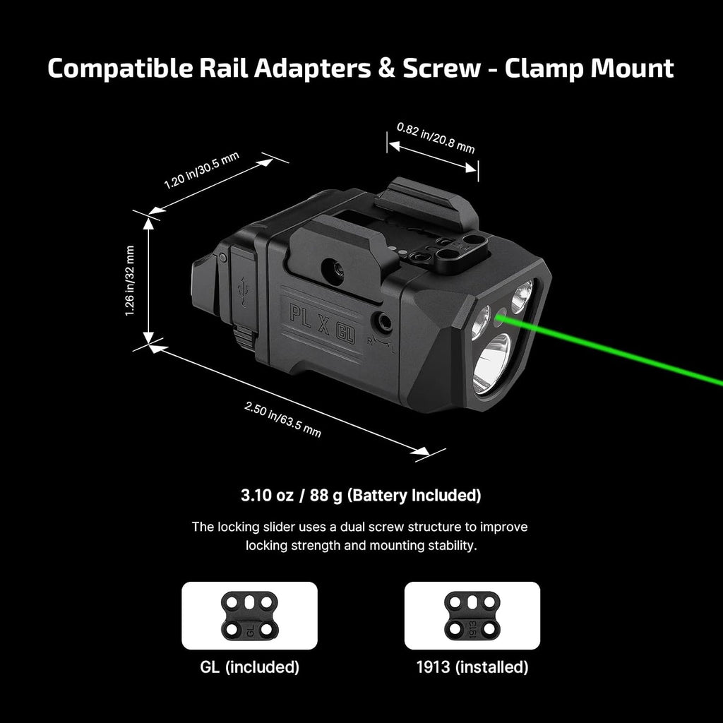 OLIGHT PL X GL Linterna táctica recargable - Combo de haz verde, negro