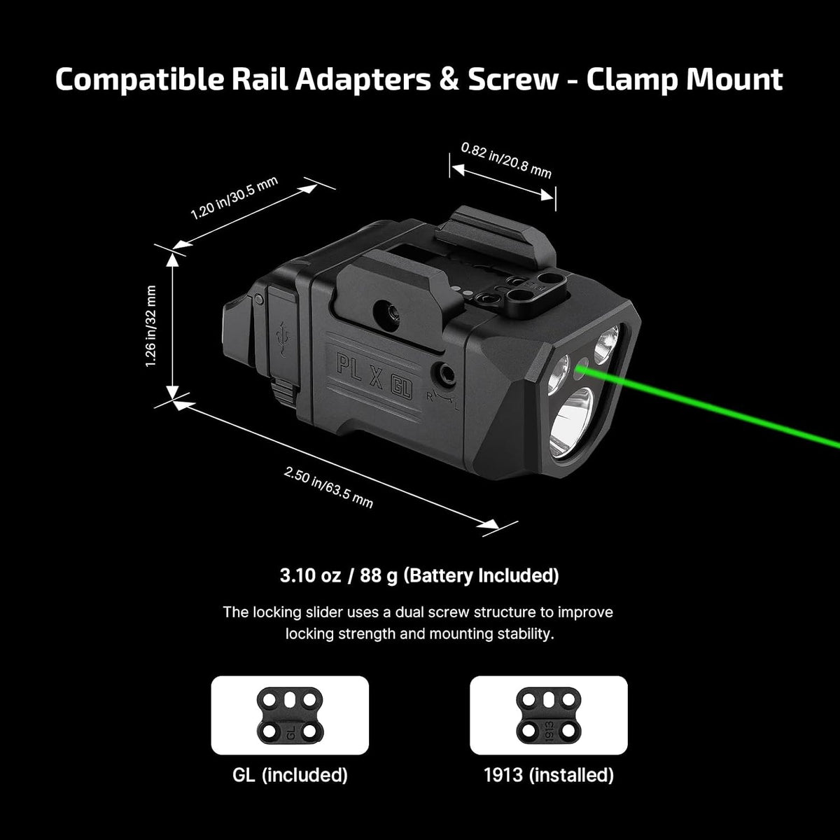OLIGHT PL X GL Linterna táctica recargable - Combo de haz verde, negro