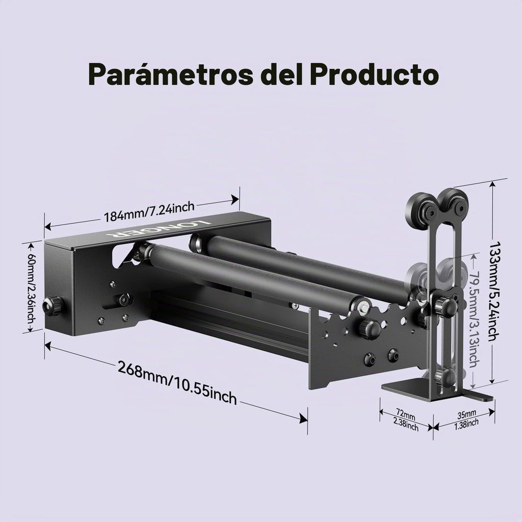 Longer Grabador láser nuevo rodillo rotativo, eje Y rotación de 360°, compatible con otras marcas de grabador, un buen socio para máquinas de grabado láser