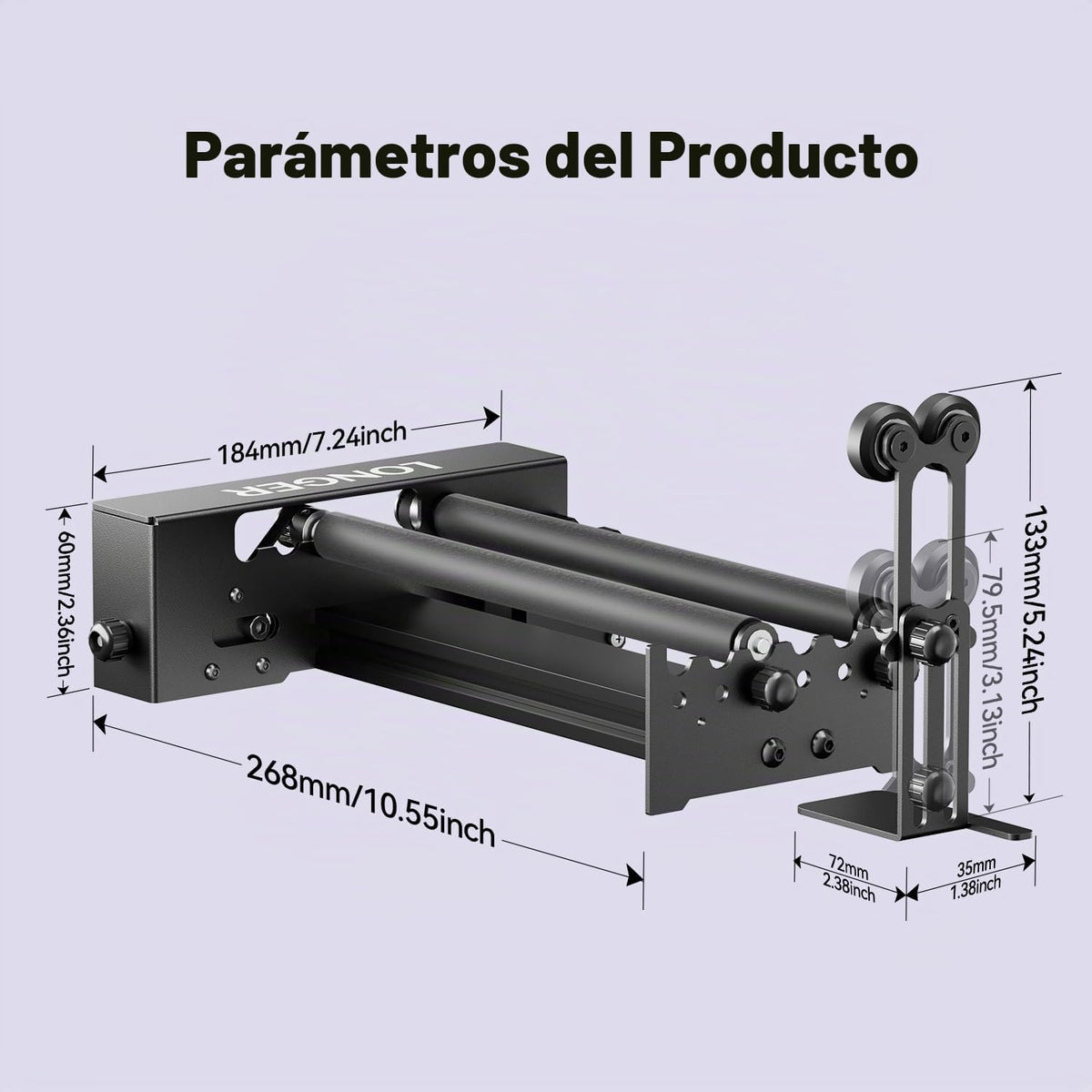 Longer Grabador láser nuevo rodillo rotativo, eje Y rotación de 360°, compatible con otras marcas de grabador, un buen socio para máquinas de grabado láser