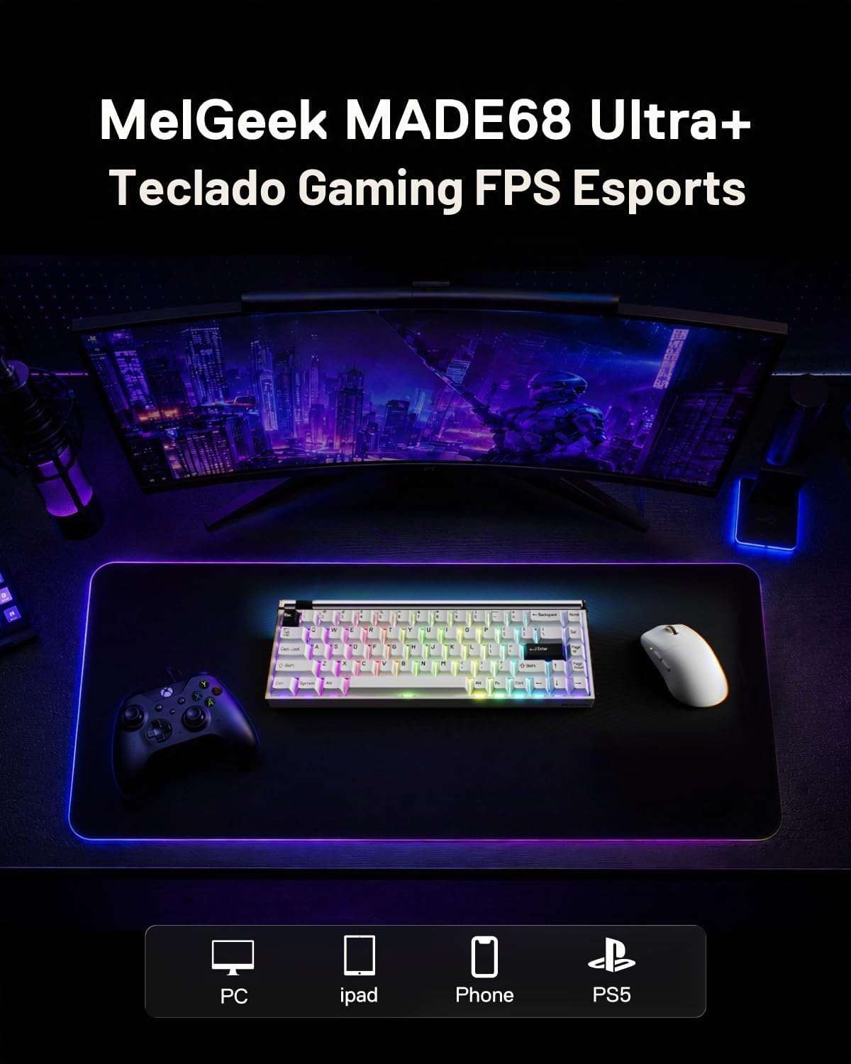 MelGeek MADE68 Ultra+ Teclado magnético para juegos con efecto Hall con