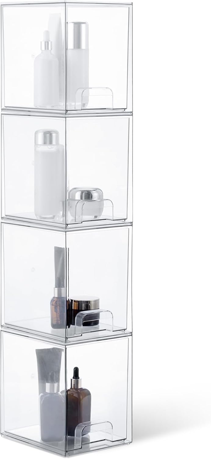 Amazon Basics Cajones organizadores de maquillaje apilables de plás...