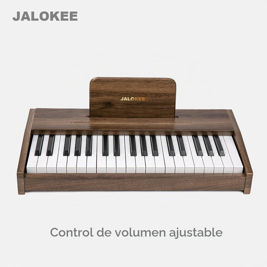 Teclado de piano para niños, piano digital para niños, instrumento educativo musical, juguete de madera para niñas y niños a partir de 3 años (nogal, 37 teclas)