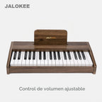 Teclado de piano para niños, piano digital para niños, instrumento educativo musical, juguete de madera para niñas y niños a partir de 3 años (nogal, 37 teclas)