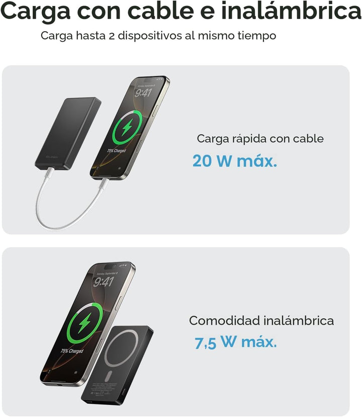 ULiXWH Cargador de batería MagSafe de 10,000 mAh ultra delgado, car...
