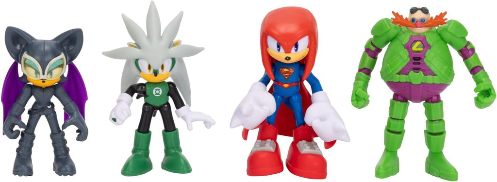 DC X Sonic - Figuras de acción coleccionables a escala de 2.5 pulgadas, nudillos, plateado, rojo, Dr. Eggman, con múltiples puntos de articulación para posar lleno de acción