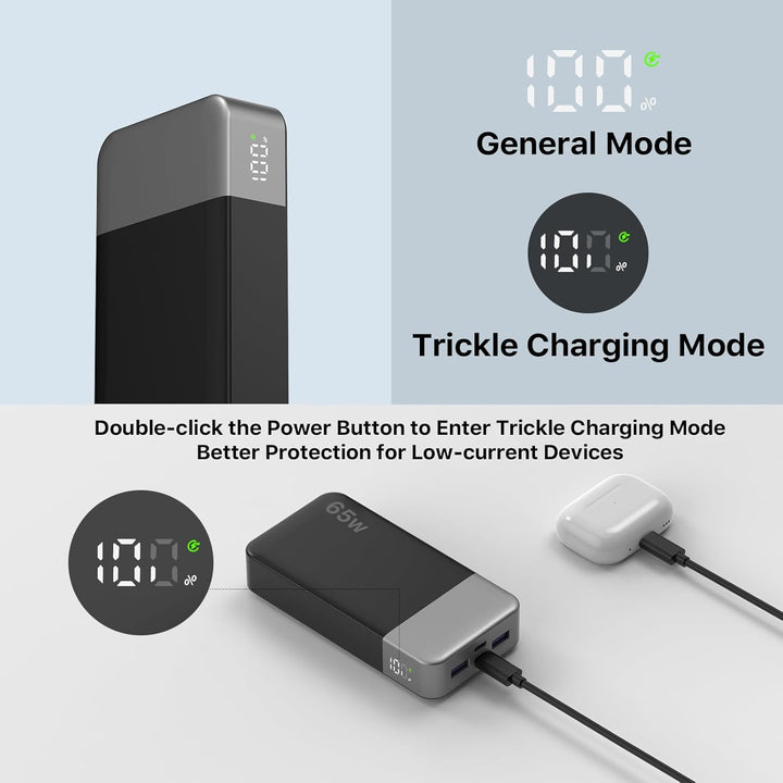 NOBIS Paquete de baterías de 20000 mAh, banco de energía de 65 W, c...
