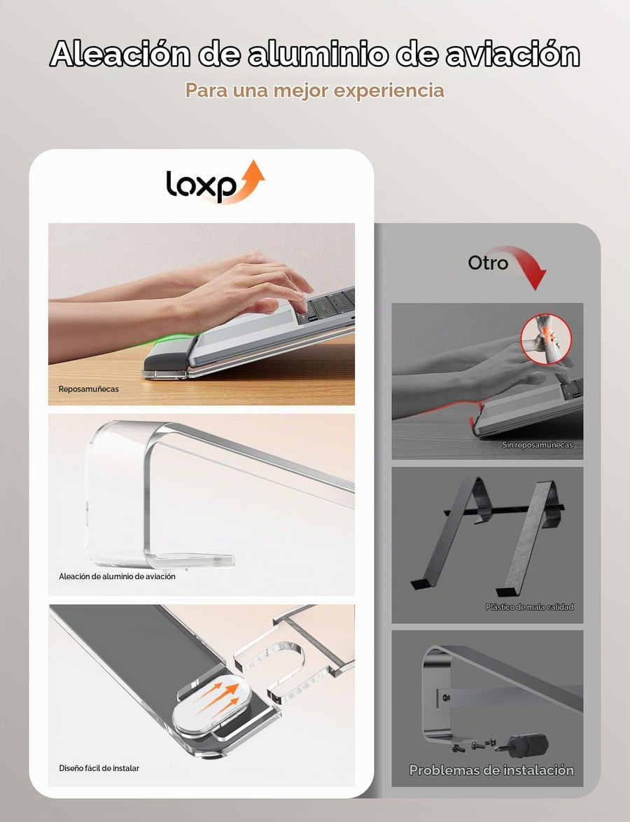 Soporte de acrílico para laptop para escritorio, soporte para lapto...