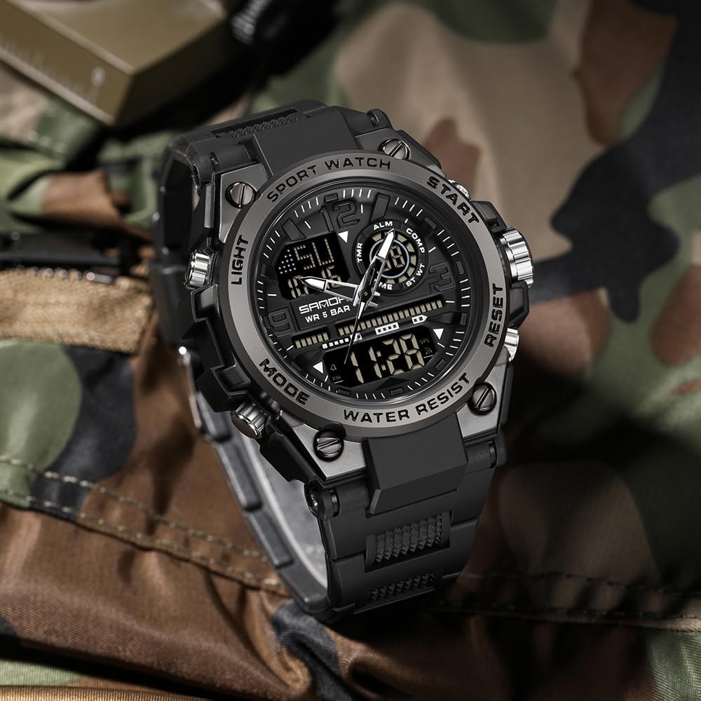 Relojes deportivos para hombre al aire libre, impermeable, militar, fecha, tácticas, LED, alarma, cronómetro