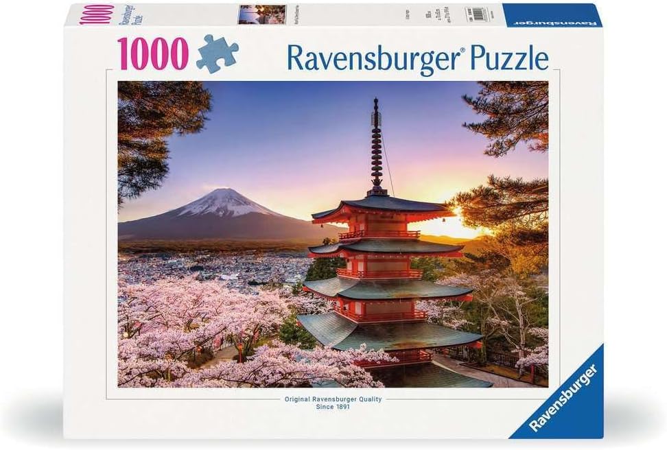 Ravensburger - Monte Fuji Cerezos en Flor - Rompecabezas de 1000 piezas - Impresionantes imágenes vívidas de árboles primaverales - Escena idílica de Japón - Regalo ideal - Arte para enmarcar