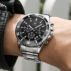 OLEVS Reloj para hombre impermeable de acero inoxidable, gran esfera, relojes para hombres, regalos