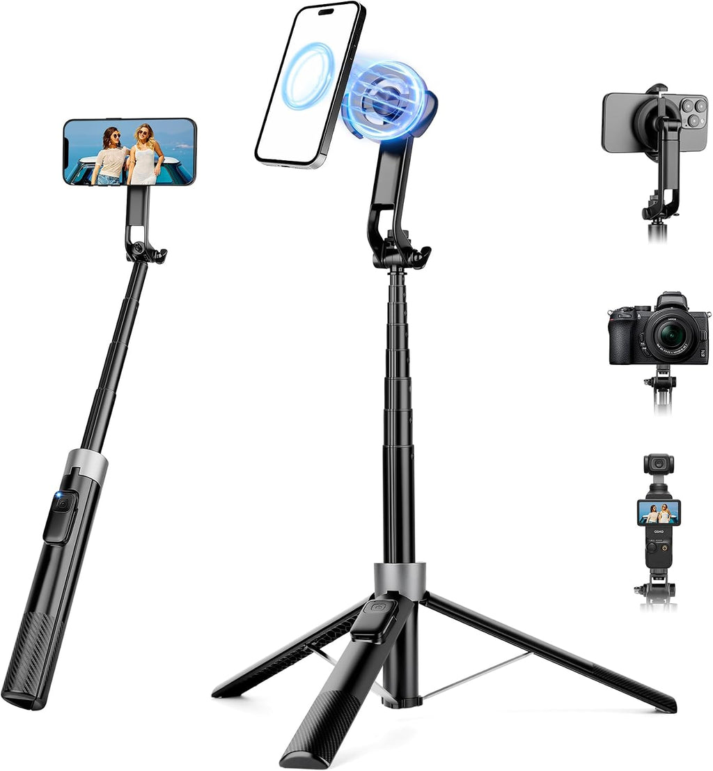 Trípode magnético para teléfono de 70 pulgadas, trípode para selfie stick para iPhone MagSafe y cámara