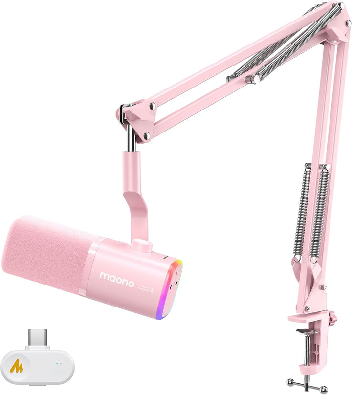 MAONO PD100W Micrófono dinámico inalámbrico USB para PC, micrófono...