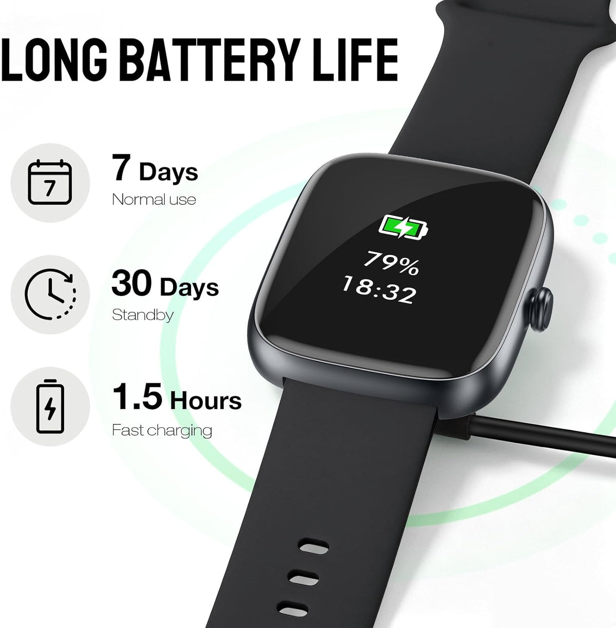 Reloj inteligente para mujeres y hombres, rastreador de fitness HD de 1.83 pulgadas (respuesta/hacer llamadas) con monitor de frecuencia cardíaca 24/7/sueño/SpO2, resistente al agua IP68, más de 100