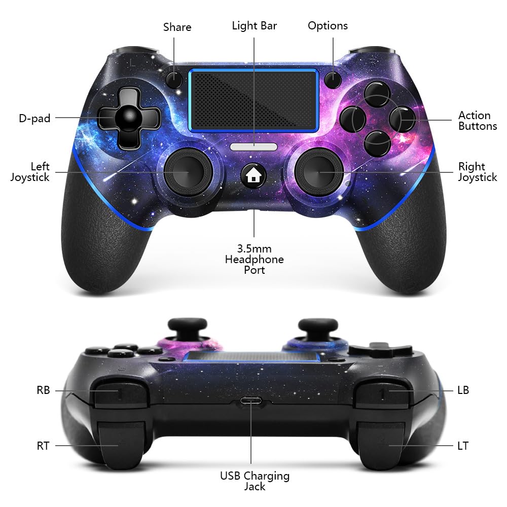 AceGamer Wireless Controller for PS4, Custom Design V2 Gamepad Joys...