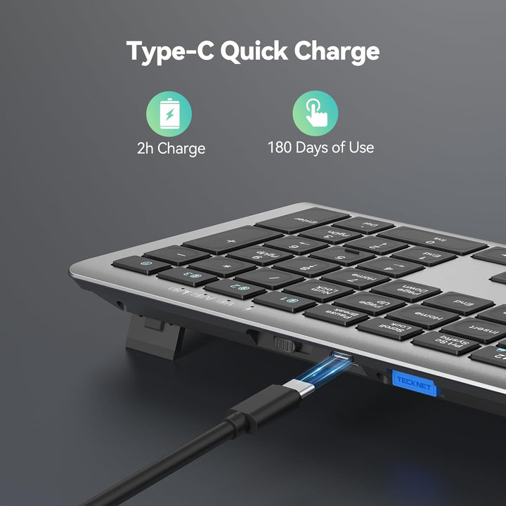 Teclado Bluetooth recargable TECKNET, cambio gratuito entre 4 dispo...