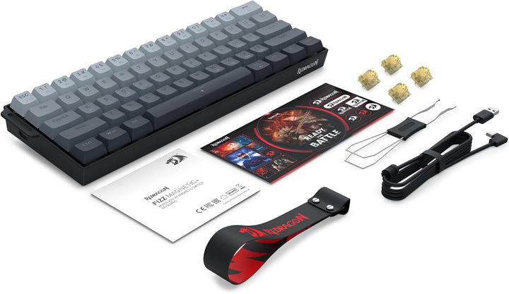 Redragon K617 HE - Teclado para juegos de disparo rápido, 60% 61 te...