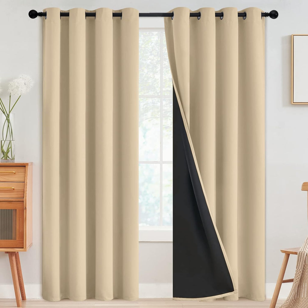 SimpleHome Cortinas opacas 100% beige para oscurecer la sala de estar, 84
