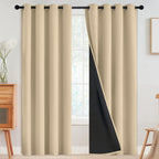 SimpleHome Cortinas opacas 100% beige para oscurecer la sala de estar, 84
