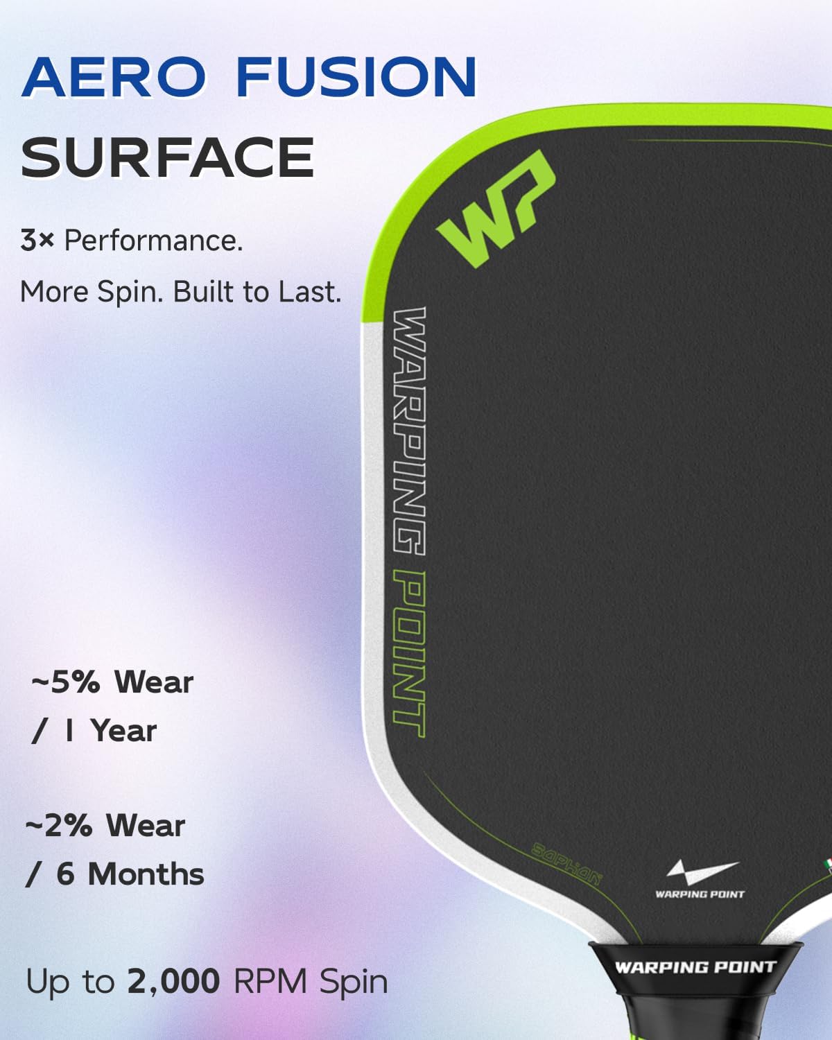 Warping Point Sophon - Raqueta de pickleball con núcleo de espuma de triple respuesta con superficie de fibra de carbono Aero Fusion diseñada para potencia controlada y precisión consistente, cuerpo