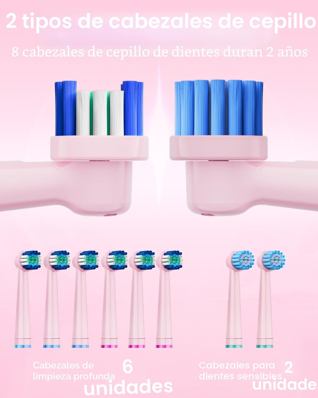 MCUDKIK Cepillo de dientes eléctrico giratorio para adultos, 8 cabe...