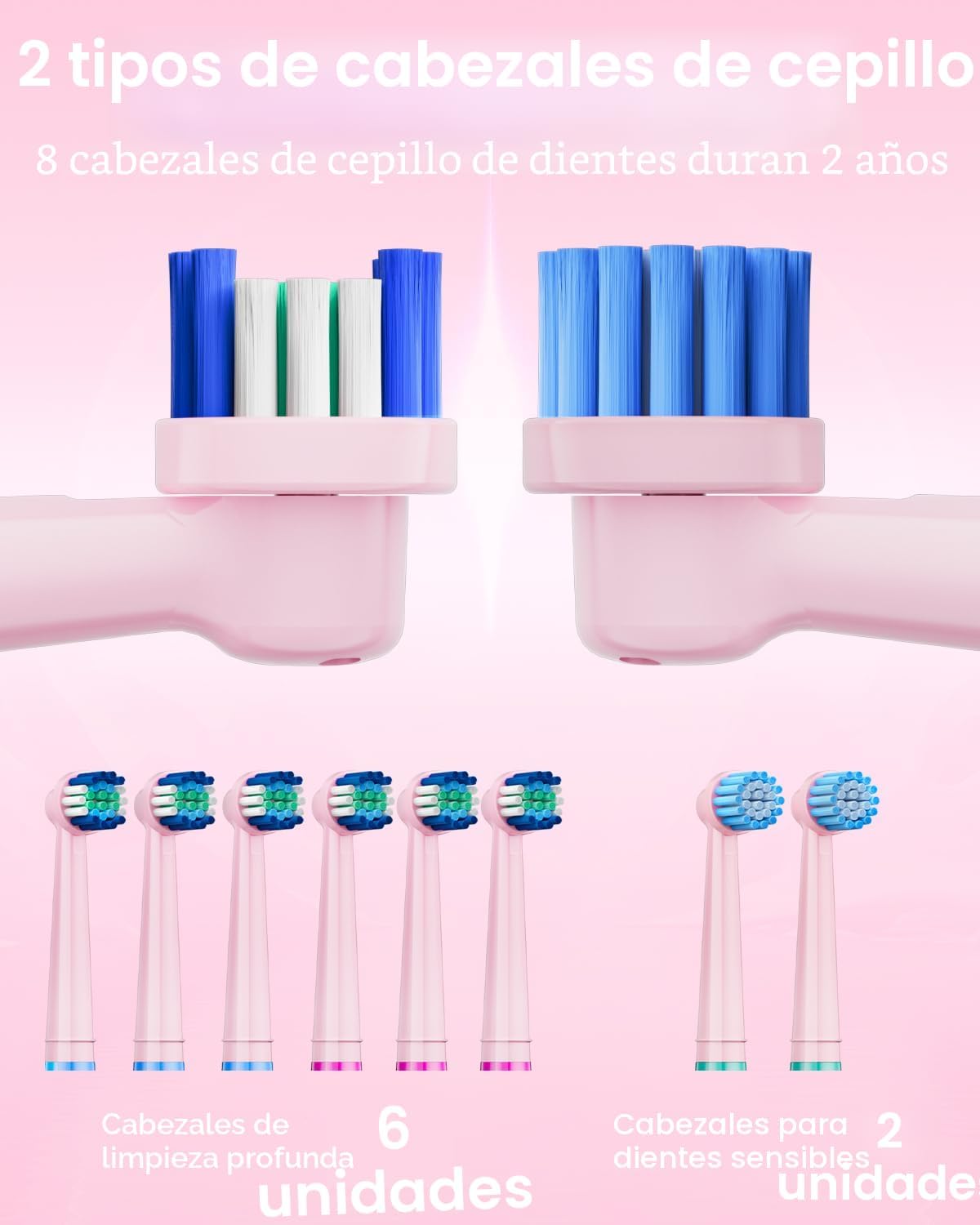 MCUDKIK Cepillo de dientes eléctrico giratorio para adultos, 8 cabe...