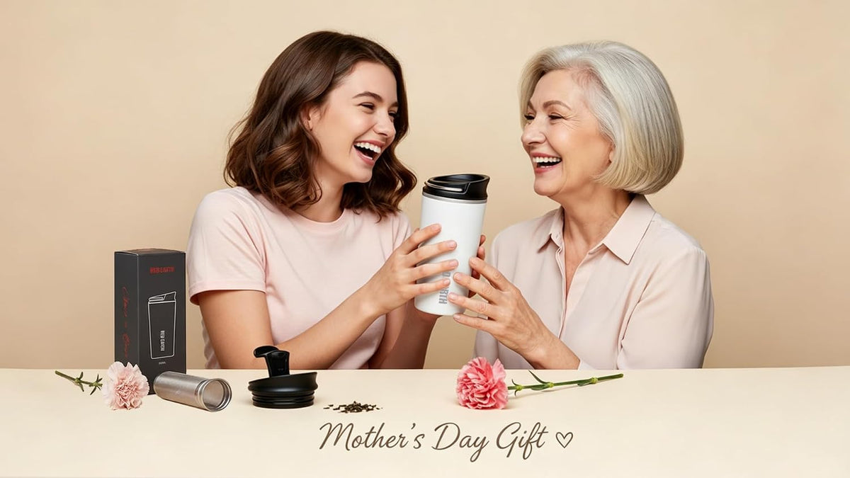 GiNT - Taza de té de viaje de 17 onzas con infusor, 2 tapas. Taza de café de acero inoxidable 316 aislada al vacío. Taza de té apta para lavavajillas con colador para café caliente y frío (blanco)