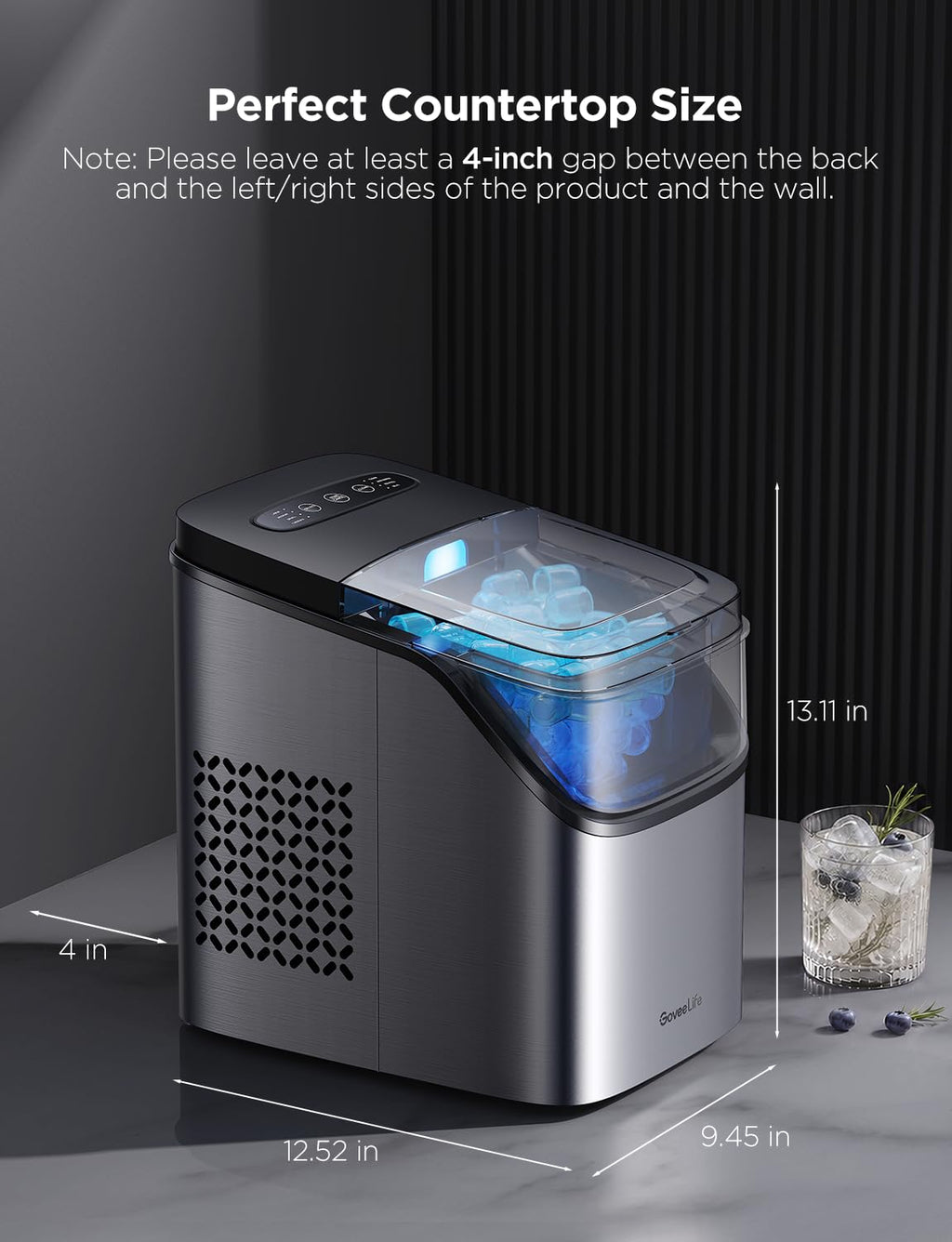 GoveeLife Máquina de hielo inteligente, 9 cubos de hielo en 6 minutos
