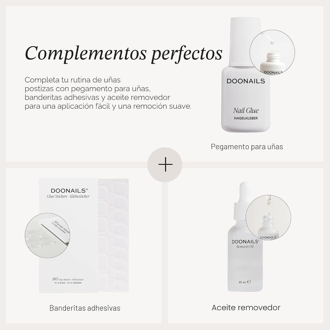 DOONAILS Uñas Postizas de gel suave a presión \u2013 Kit de 28 piez...
