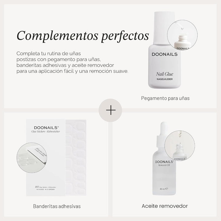 DOONAILS Uñas Postizas de gel suave a presión \u2013 Kit de 28 piez...