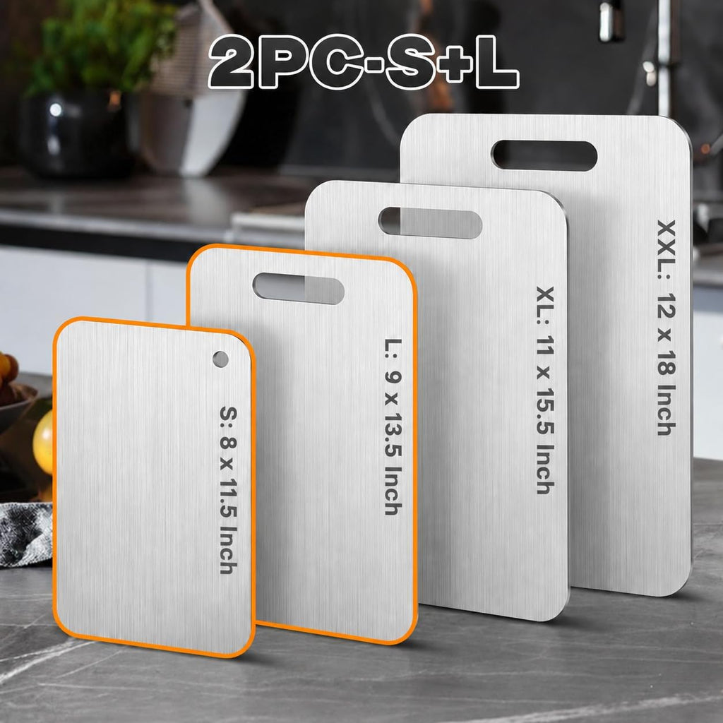 Katori - Tablas de cortar de titanio para cocina, juego de tablas de cortar de titanio 100% puro, de doble cara, no tóxicas, tablas de cortar de metal aptas para lavavajillas, regalos del día del