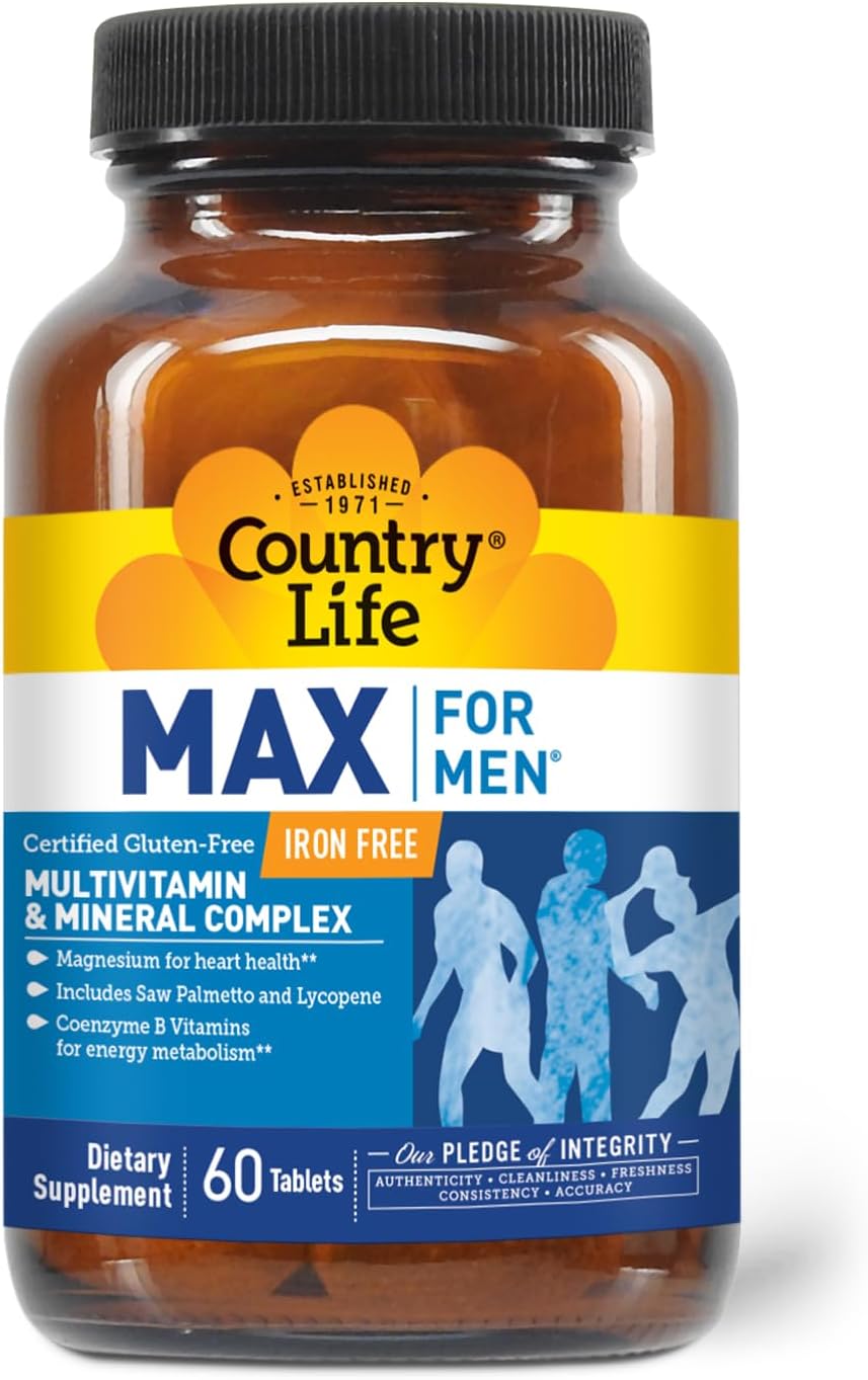 Country Life Max for Men, Complejo multivitamínico y mineral, sin h...