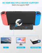 iPLYGAM Switch Dock para Nintendo Switch1/OLED, Estación de Dock Portátil para Switch con 4K HDMI/USB/Tipo de Puerto, Reemplazo para Dock de Nintendo Cargador (NO Cable Incluido)