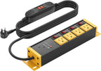 CCCEI Regleta de protección contra sobretensiones de alta resistencia con interruptores individuales de 20 amperios. Extensor industrial GFCI de múltiples tomas de corriente Cable de extensión de