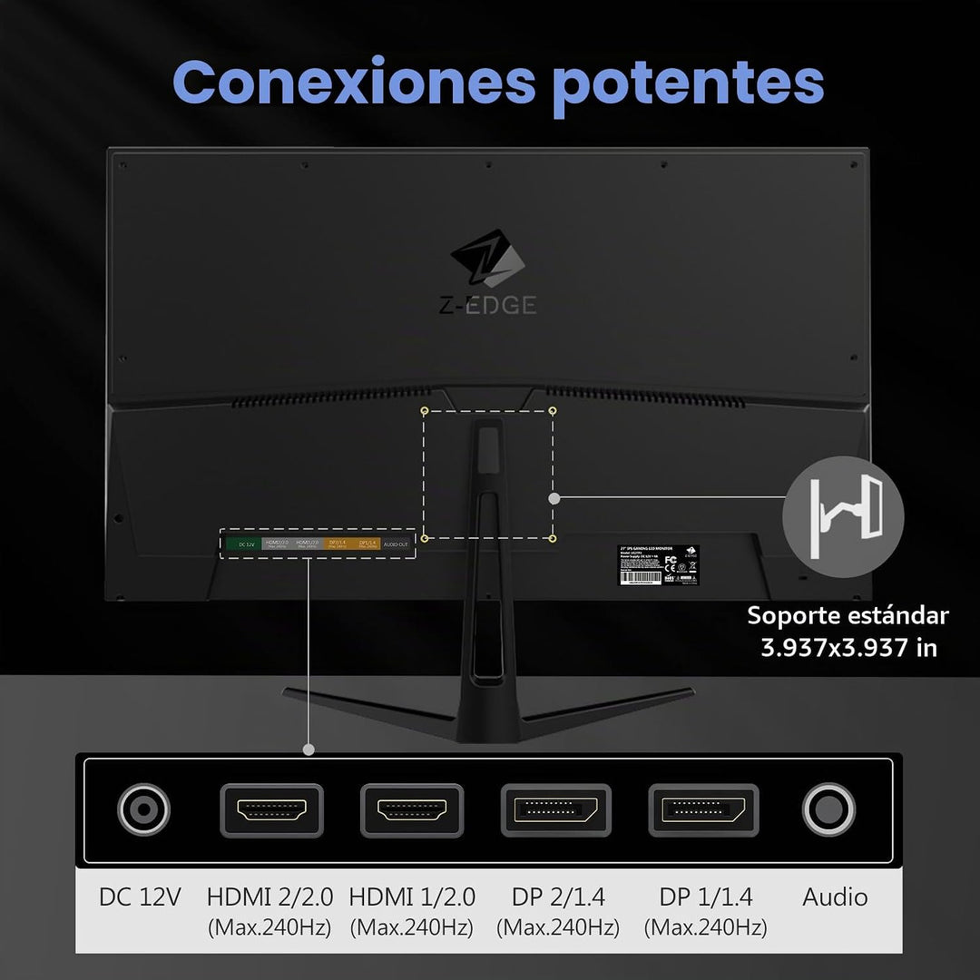 Monitor para juegos Z-Edge de 27 pulgadas, FHD 1080P 240Hz, monitor...