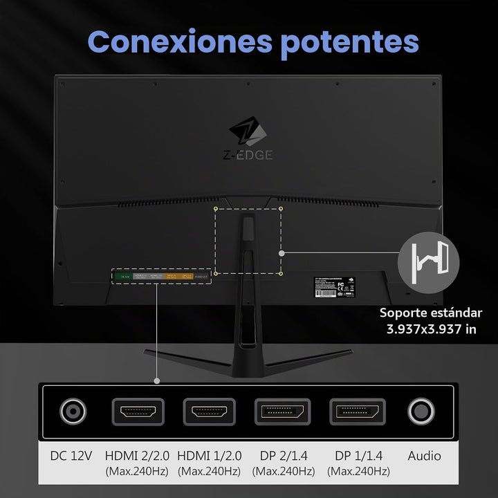 Monitor para juegos Z-Edge de 27 pulgadas, FHD 1080P 240Hz, monitor...
