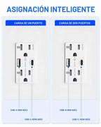 GaN - Toma de pared USB de 65 W, 6 amperios, 2 puertos, receptáculo resistente a manipulaciones de 20 amperios con 1 puerto USB tipo C y 1 puerto tipo A, cargador USB para laptop USB-C