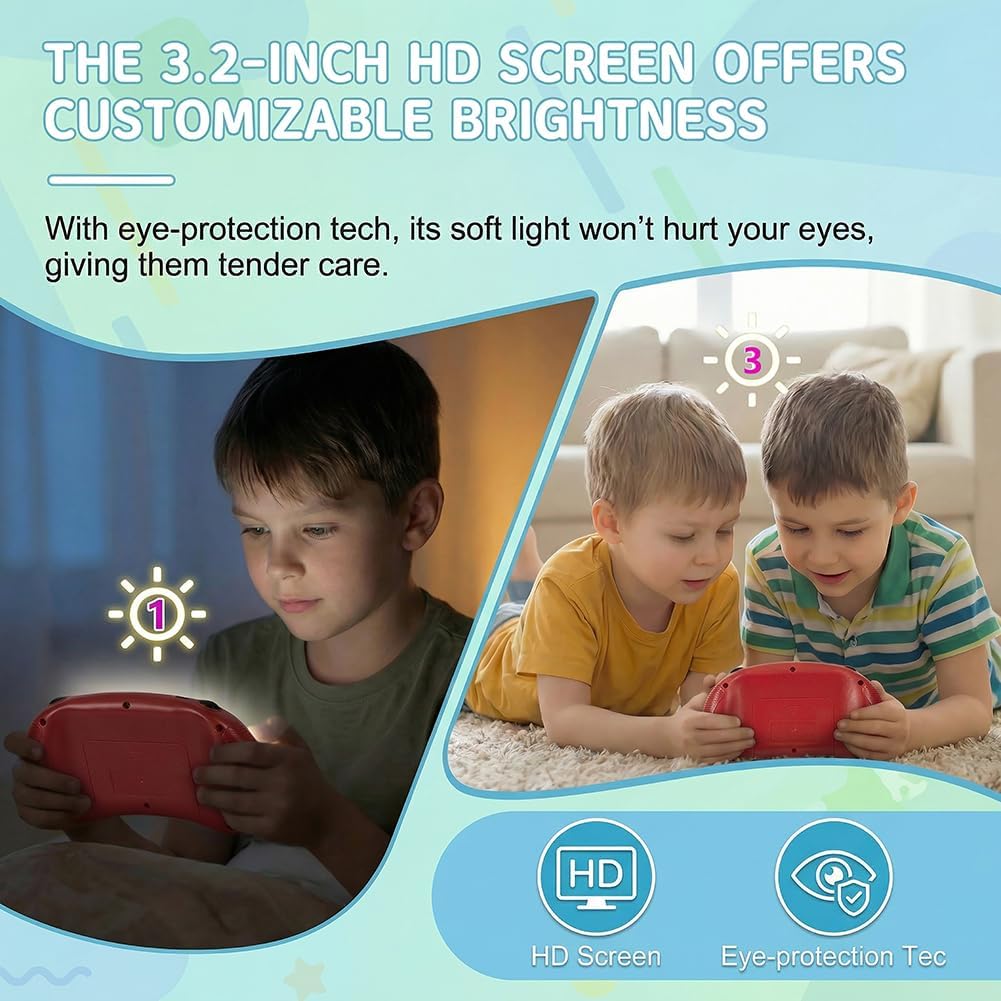 Juego de mano para niños, pantalla HD de 3.2 pulgadas con 213 video...