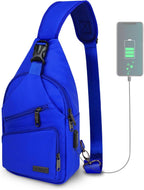 Bandolera cruzada con cable USB para senderismo, acampar y viajes al aire libre, para mujeres y hombres