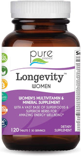 Pure Essence Longevity - Multivitamínico para mujeres mayores de 40...