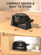 Waffle Maker, Plancha para gofres belga doble de 1400W, volteo de 180°, 8 rebanadas, placas giratorias y antiadherentes, bandeja para goteo removible para fácil limpieza, mangos de toque frío
