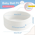 Piscina de bolas de espuma de 35.4 x 11.8 pulgadas para niños pequeños, pelotas redondas para bebés de 1 a 3 años, pelotas de juego para niños y niñas, pelotas no incluidas, color blanco