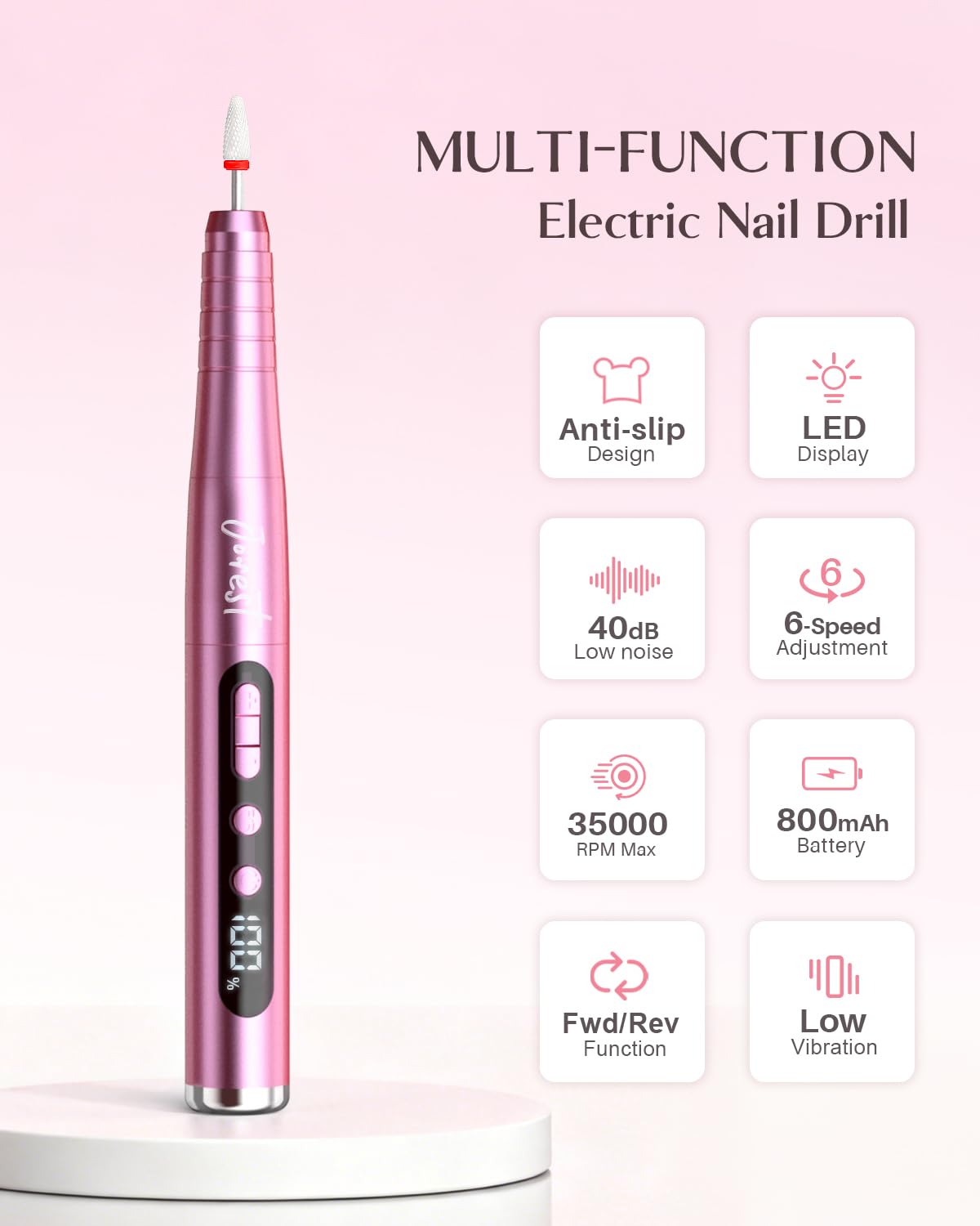 JOREST Kit de taladro eléctrico recargable 13 en 1 con pantalla LED, Rose Pink