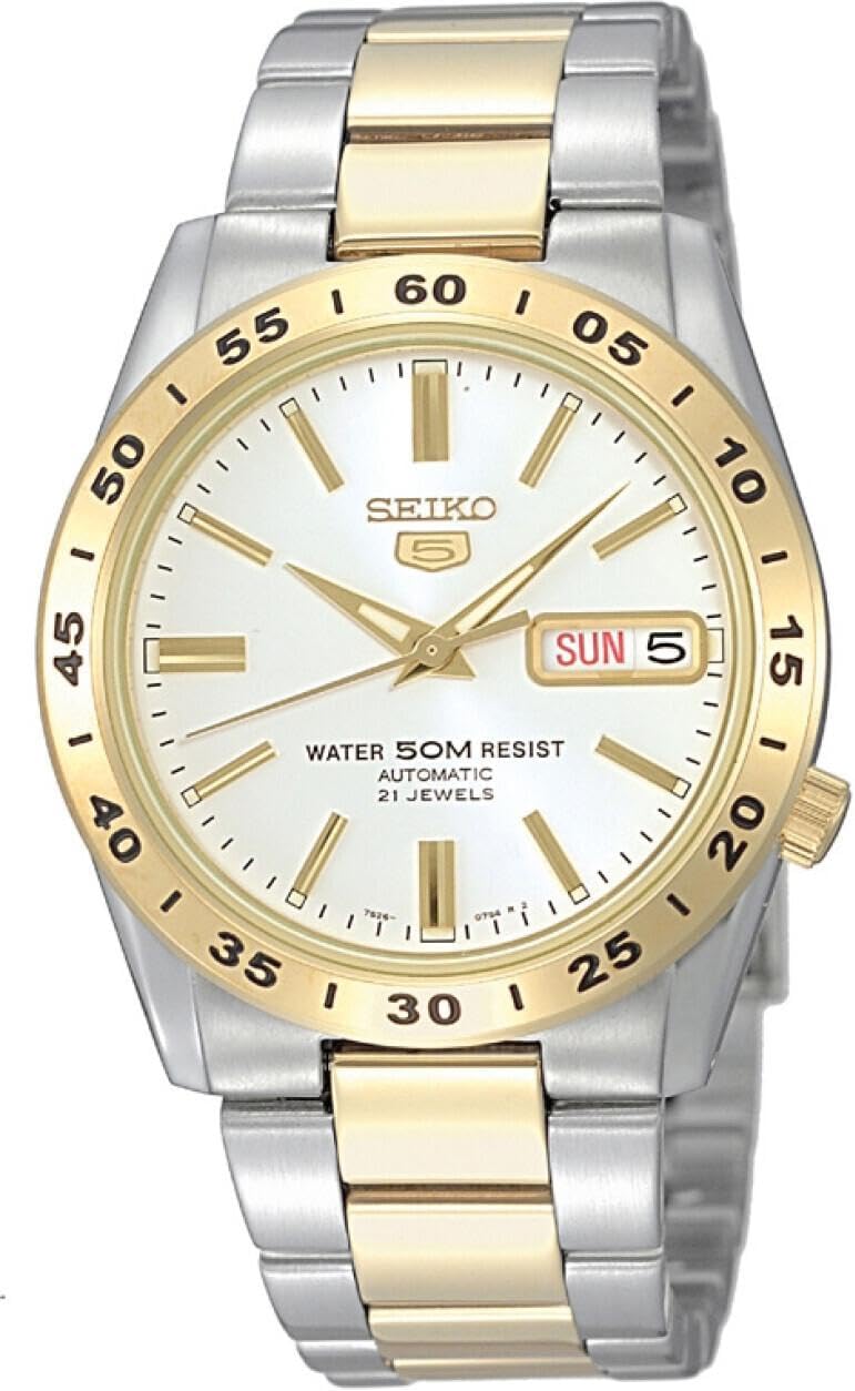 Seiko Reloj analógico automático para hombre con correa de acero inoxidable SNKE04K1, Bitono