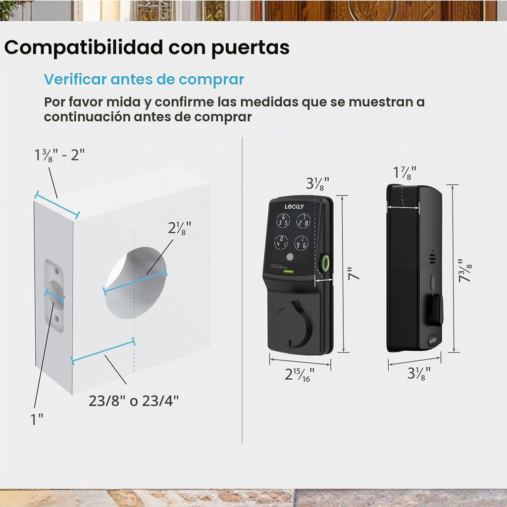Lockly Cerradura de cerrojo inteligente Secure Pro con concentrador WiFi