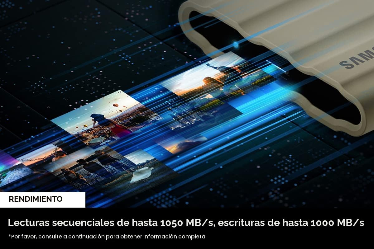 Samsung SSD portátil T7 Shield de 1 TB, USB 3.2 Gen 2, hasta 1.050...