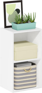 Furinno PASIR - Estantería moderna de 2 niveles, estantes abiertos de 9 x 12 x 21 pulgadas, fácil montaje, para sala de estar, dormitorio, oficina en casa, color blanco
