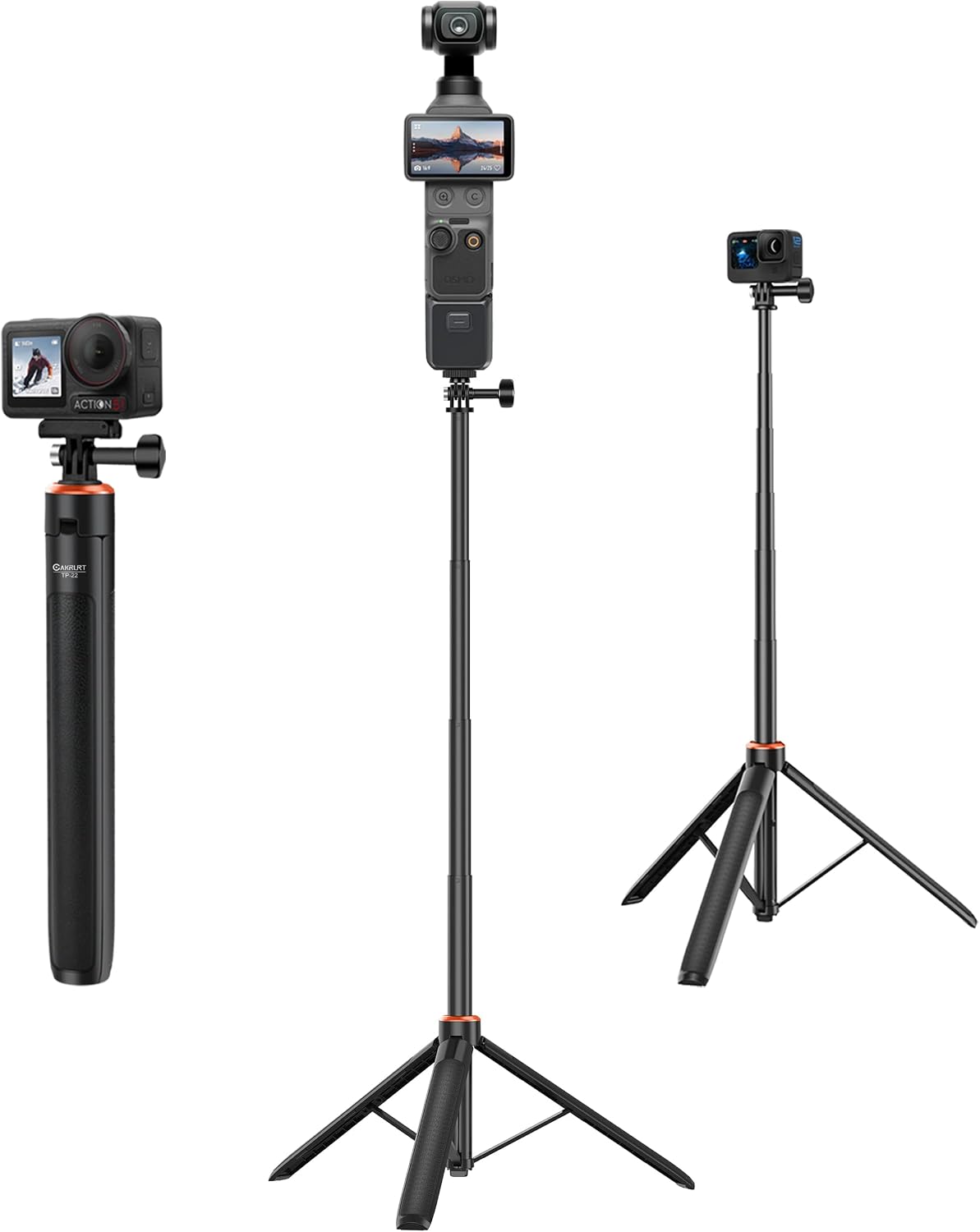 Trípode de viaje de 61" y palo para selfie, para DJI Osmo Pocket 3, 4, 4P