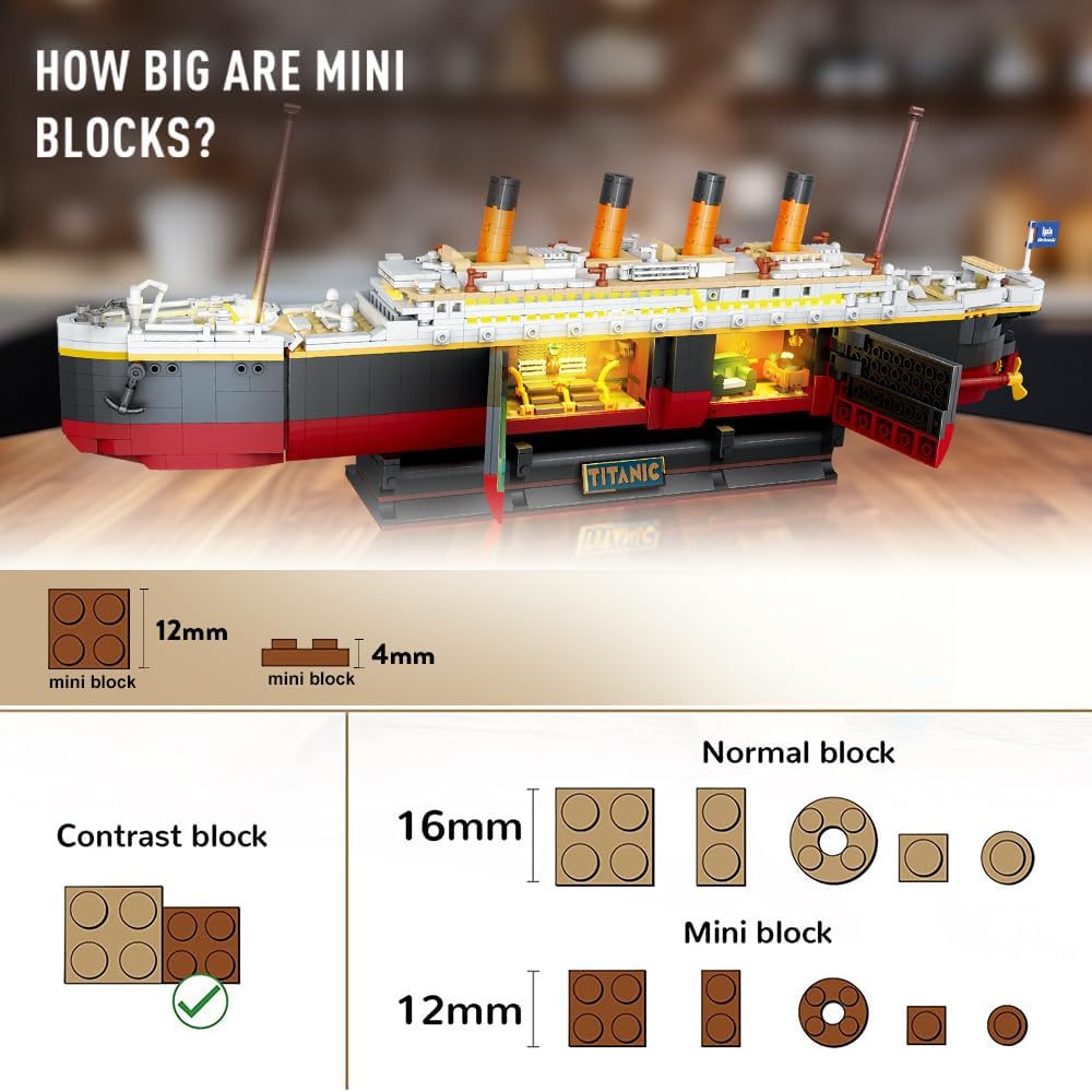 Titanic - Juego de construcción con luz 2 en 1 Titanic