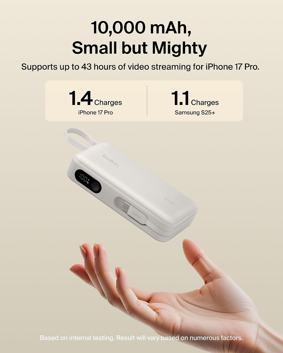 Belkin Banco de energía con cargador portátil de 10000 mAh y 45 W c...